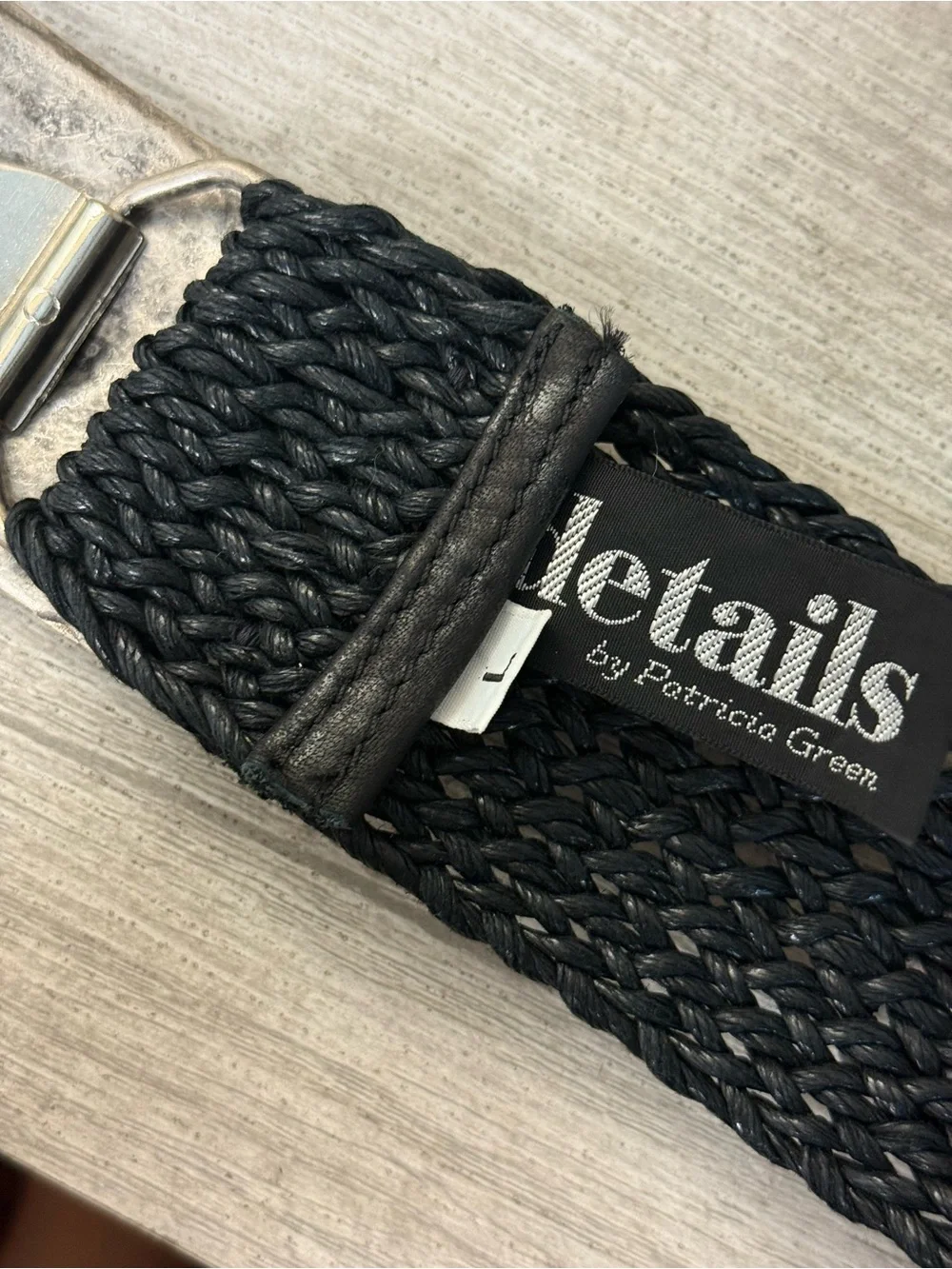 Patricia Green Black Braided Belt with Ornate Silver-Tone Buckle